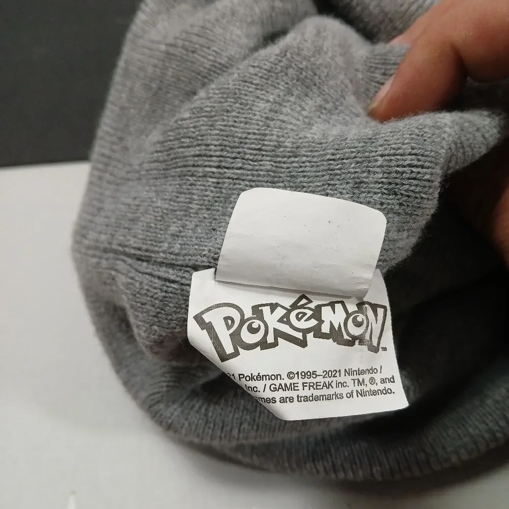 Pokémon Gray Beanie‎ Youth OSFM Grookey, Sobble, & Scorbunny Pom Pom Boggin 2021